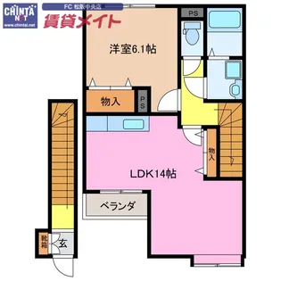 シャルマンハイツB【2階】の間取り