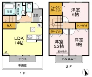 メゾネット皆賀の間取り