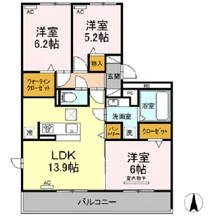 グランディール【3階】の間取り