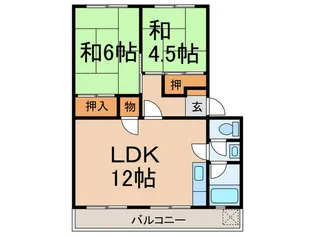 名谷農住B棟【2階】の間取り
