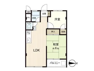 山手町コーポラスB棟【2階】の間取り