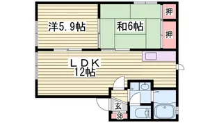 ディアス北新在家B棟【1階】の間取り