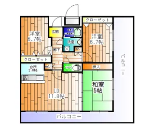 リブコートフェリス須磨山手台【8階】の間取り