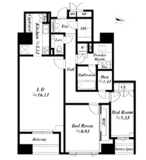 東京都港区元麻布3【マンション】の間取り