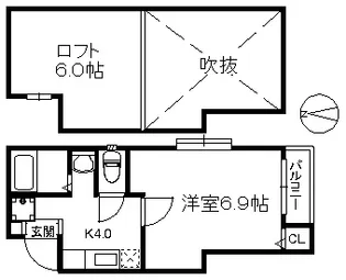 クリスタルK天神南【1階】の間取り