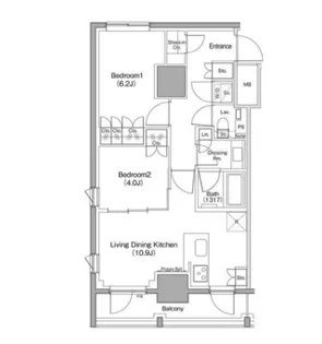 ザ・パークハビオ麻布十番【12階】の間取り