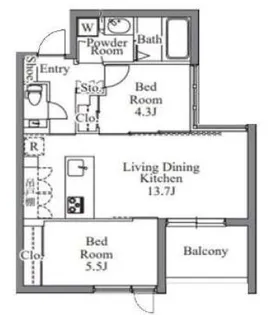 グランパセオ西麻布【4階】の間取り