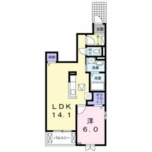 ワイ・エヌ・レジデンス【1階】の間取り