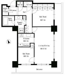 パークタワー芝浦ベイワード アーバンウイング【19階】の間取り