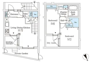 AGRATIO TERRACE 恵比寿【1階】の間取り
