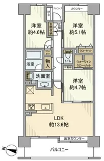 イーストパークス大島セントラルスクエア【6階】の間取り
