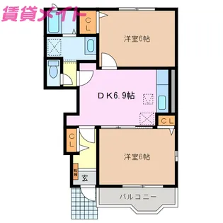 サニースクエアB【1階】の間取り