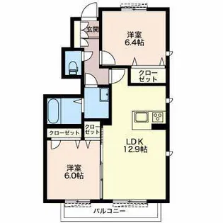 シャーメゾン中鶉【1階】の間取り