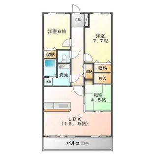 マリベール中須賀【6階】の間取り
