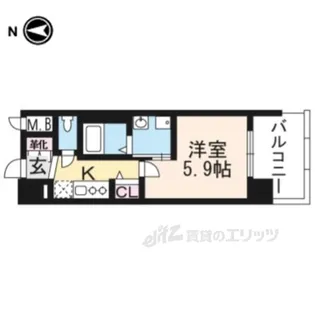 アクアプレイス京大北OX【2階】の間取り