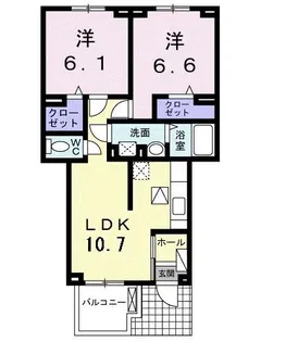 パレ・ロザージュI【1階】の間取り