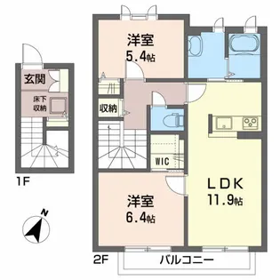 ラ・エスペランザA棟【2階】の間取り