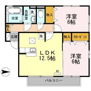 広島県福山市新涯町6【アパート】の間取り