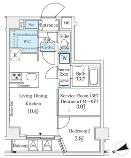 アジールコート山手動坂【6階】の間取り
