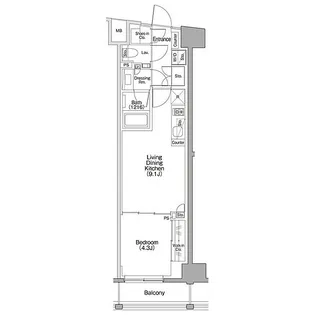 ザ・パークハビオSOHO代々木公園【2階】の間取り