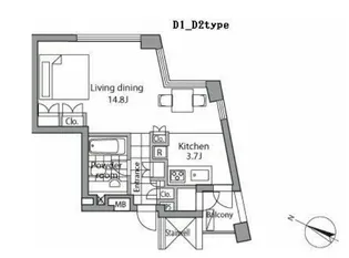 レジディアタワー乃木坂【8階】の間取り
