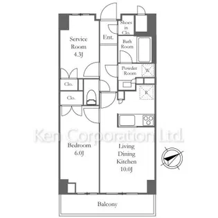 市谷台町坂フロント【10階】の間取り