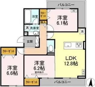 セレスティア本荘中ノ町 B【3階】の間取り