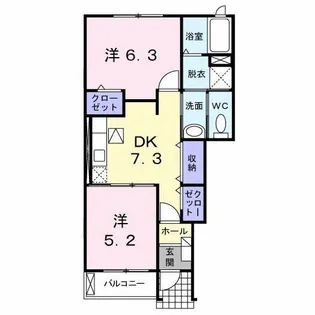 グランディールII番館【1階】の間取り