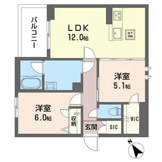 ルミエールカルム【1階】の間取り