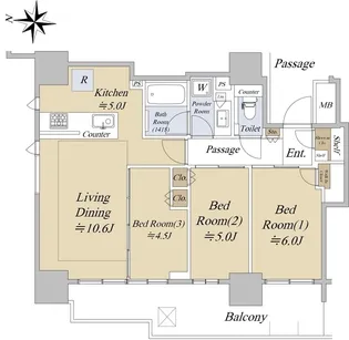 シティタワーズ板橋大山ノースタワー【12階】の間取り