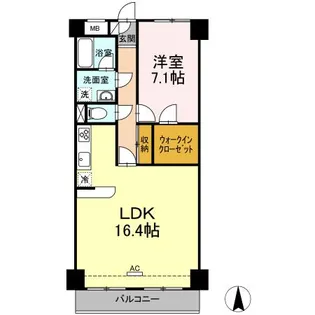 ハイフラットワン【6階】の間取り