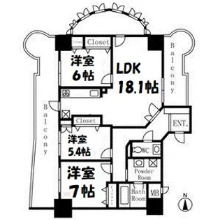 ハートヒルズ久屋大通【6階】の間取り