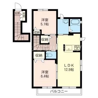 ラ・モンターニュ【2階】の間取り