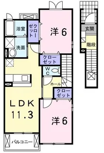 カーサエレガンテ C【2階】の間取り