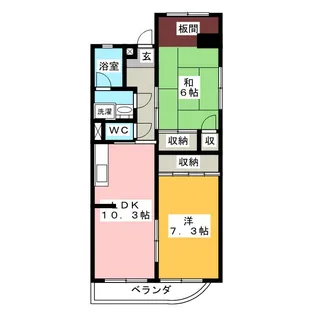 竜美丘東山ハイツ【2階】の間取り
