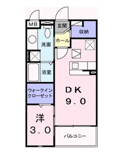 1DKの間取り画像