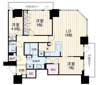幕張ベイパーククロスタワー&レジデンス【25階】の間取り