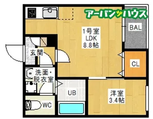 1LDKの間取り画像