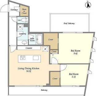 プライムアーバン目黒東山【4階】の間取り