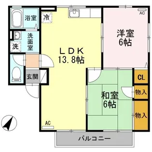 グリーンタウン上安 壱番館【1階】の間取り
