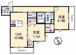 シャーメゾンアレーズIII【2階】の間取り