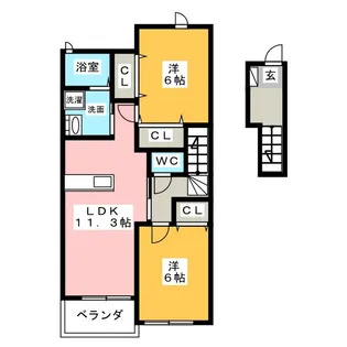 KウィステリアII【2階】の間取り