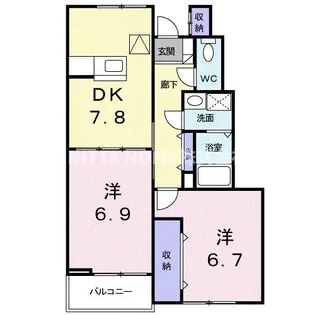 アーバン縄手B【1階】の間取り