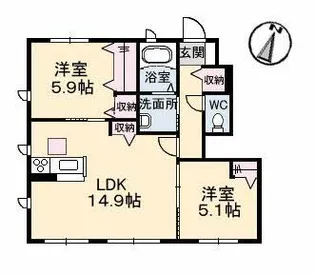 シャーメゾンきびじ D棟【1階】の間取り