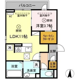 One wide 山本【3階】の間取り