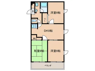 グリ-ンガ-デン松南B棟【1階】の間取り