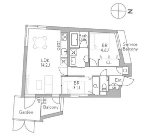 GranDuo千歳船橋7【1階】の間取り