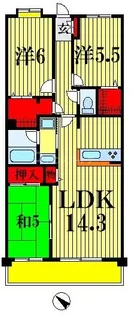 レジディア東松戸【5階】の間取り