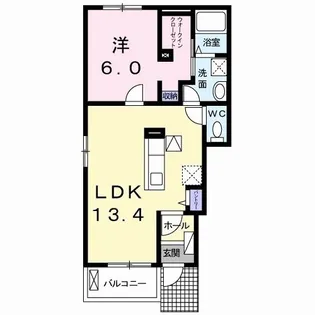 ハッピーメゾン B【1階】の間取り