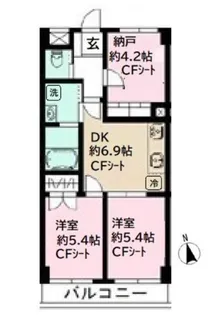 西船橋レジデンス【3階】の間取り